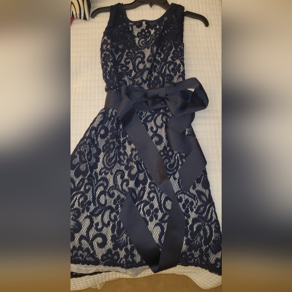 Blue Dress with Gray Underlay